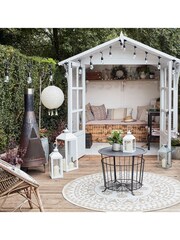 Lights4fun Perth Large White Garden Lantern with 3 TruGlow Candles - Image 4 of 4