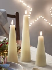 Lights4fun TruGlow® Ivory Cone LED Pillar Candles Trio - Image 3 of 3