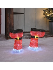 Lights4fun Set of 2 Brown Santas Boots Acrylic Stake Lights - Image 1 of 2