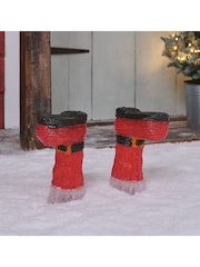 Lights4fun Set of 2 Brown Santas Boots Acrylic Stake Lights - Image 2 of 2