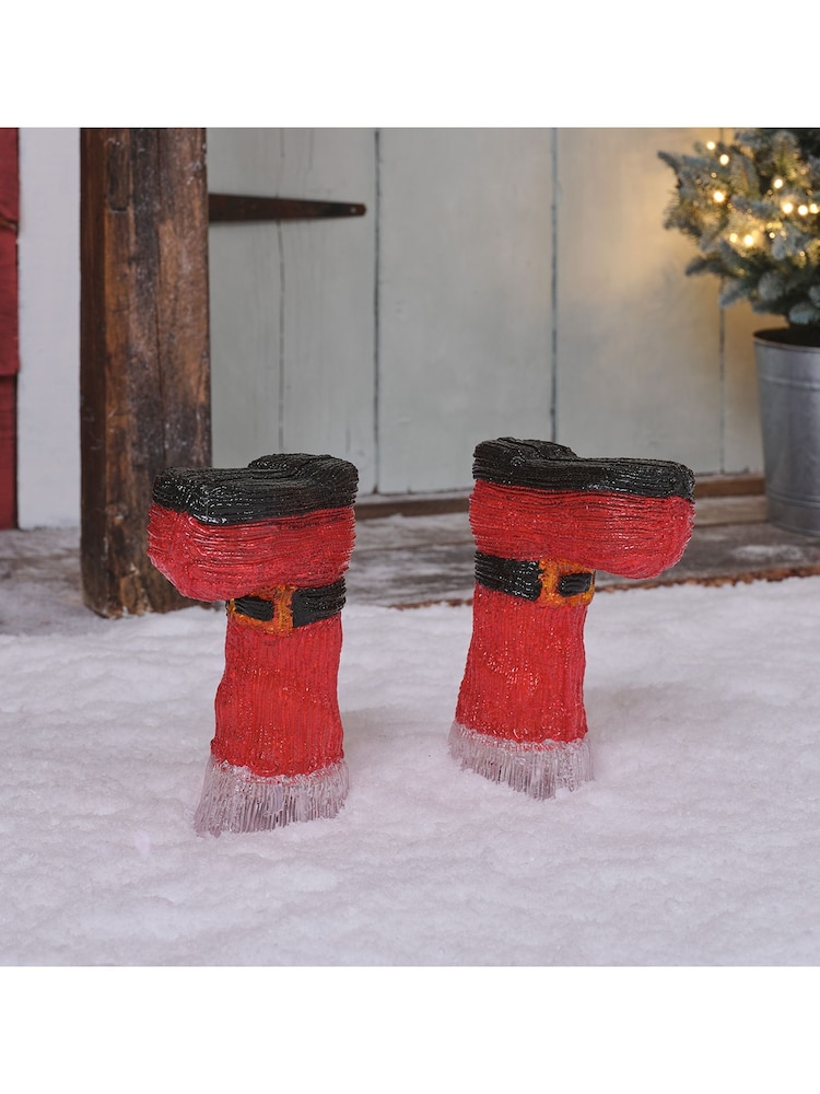 Lights4fun Set of 2 Brown Santas Boots Acrylic Stake Lights - Image 2 of 2