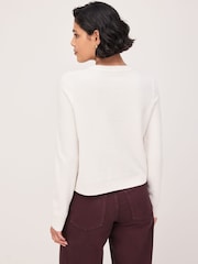 Ecru Supersoft Crew Neck Long Sleeve Cardigan - Image 4 of 5