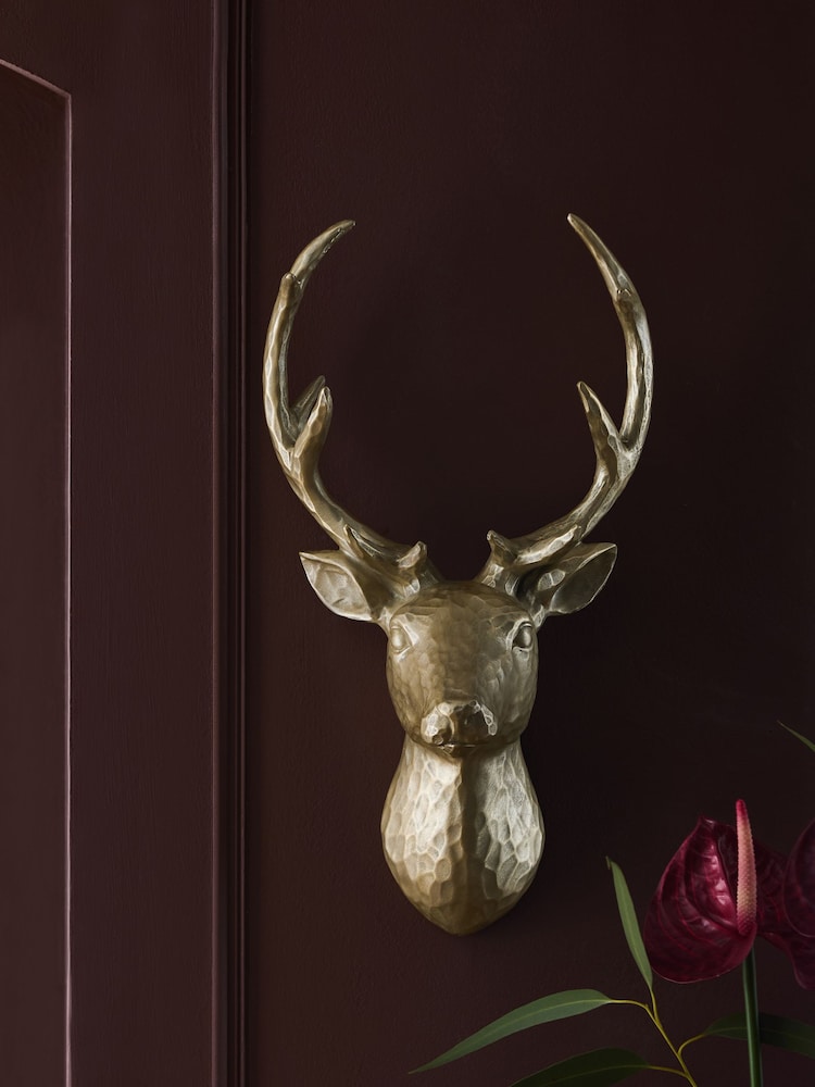 Gold Metal Effect 3D Stag Head Wall Art - Image 2 of 4 Gold Metal Effect 3D Stag Head Wall Art - Image 2 of 4