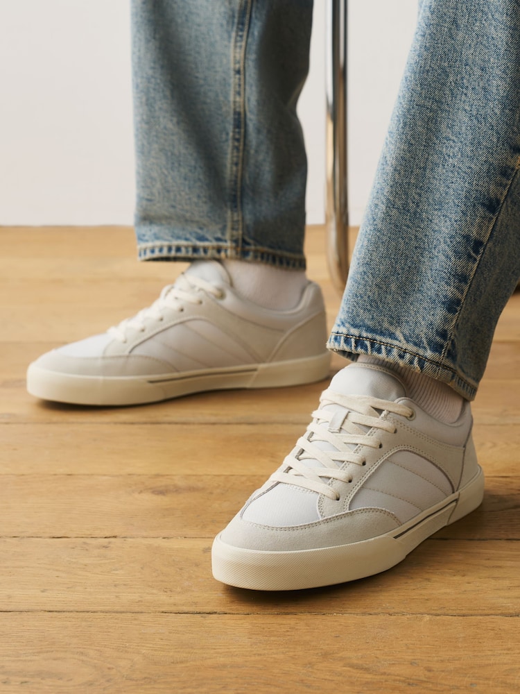 White Canvas Lace-Up Skate Trainers - Image 1 of 2