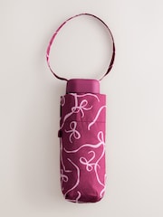Pink Bow Print Compact Umbrella - Image 1 of 4