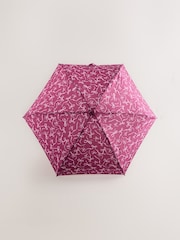 Pink Bow Print Compact Umbrella - Image 3 of 4