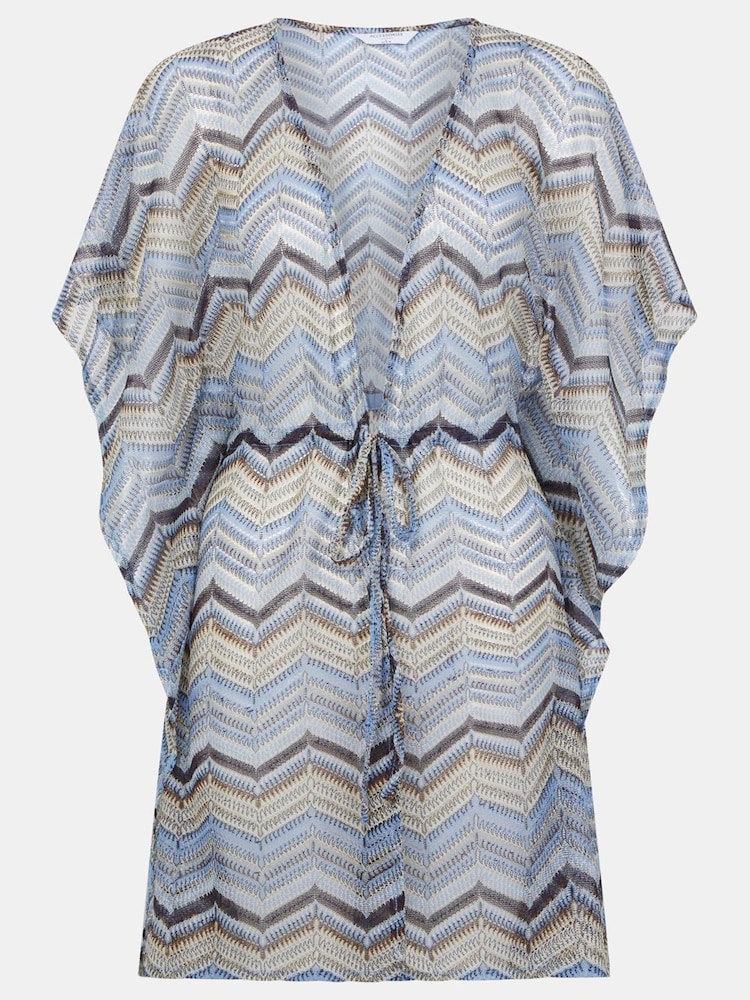 Accessorize Grey Zigzag Crochet Mini Kaftan - Image 1 of 1 Accessorize Grey Zigzag Crochet Mini Kaftan - Image 1 of 1