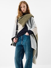 Accessorize Grey Colourblock Poncho - Image 1 of 3