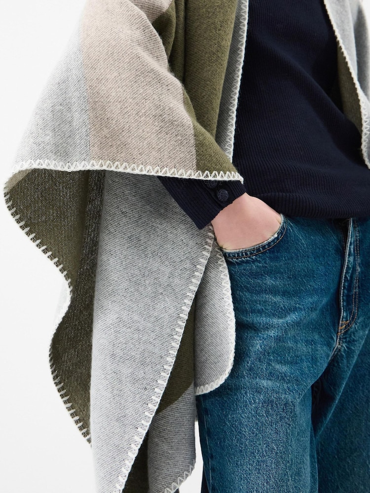 Accessorize Grey Colourblock Poncho - Image 3 of 3