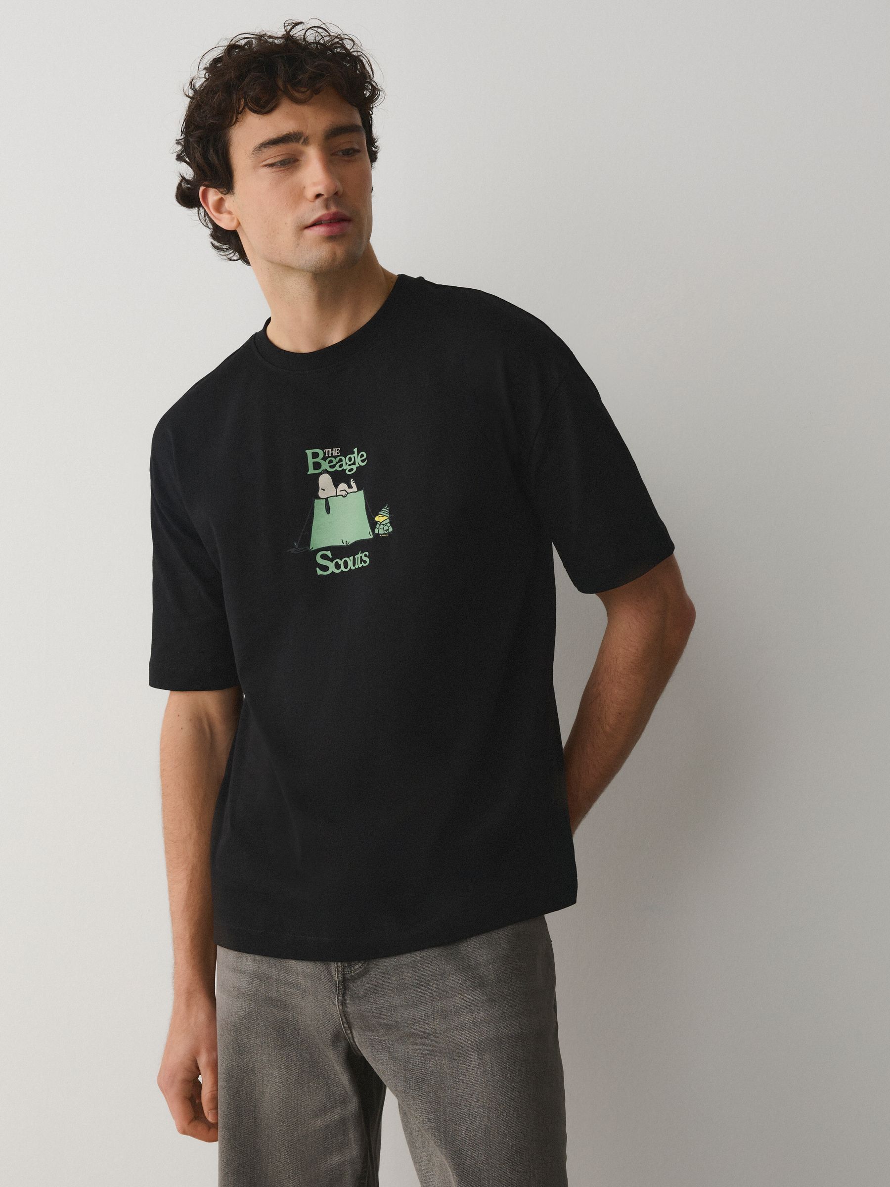 Buy Black Snoopy Graphic T-Shirt from Next Australia