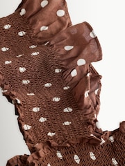 Rixo Layla Dot Brown Kendall Dress - Image 7 of 8