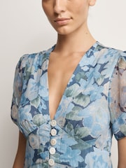 Rixo Floral Blue Novara Dress - Image 4 of 5