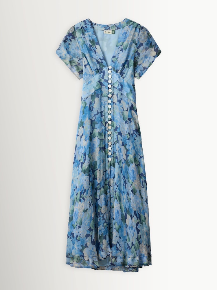 Rixo Floral Blue Novara Dress - Image 5 of 5 Rixo Floral Blue Novara Dress - Image 5 of 5