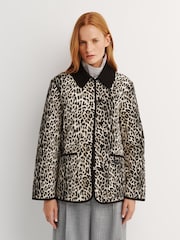 Rixo Nina Leopard Mocha Earla Coat - Image 1 of 7