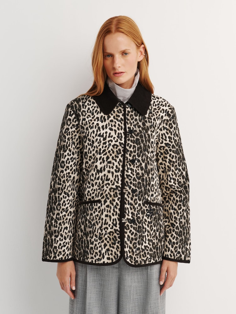 Rixo Nina Leopard Mocha Earla Coat - Image 1 of 7 Rixo Nina Leopard Mocha Earla Coat - Image 1 of 7
