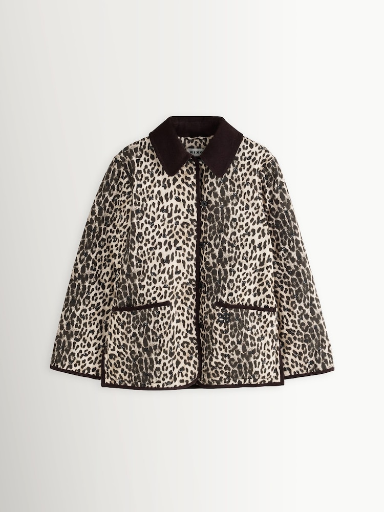 Rixo Nina Leopard Mocha Earla Coat - Image 7 of 7 Rixo Nina Leopard Mocha Earla Coat - Image 7 of 7