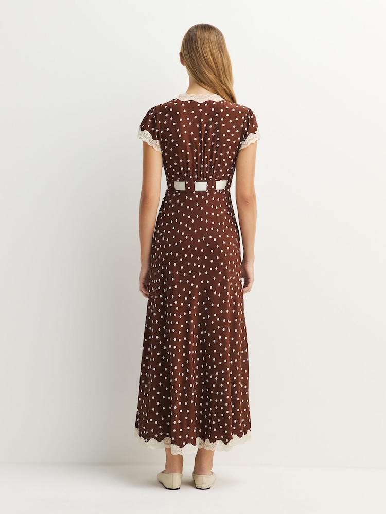 Rixo Layla Dot Brown Marlice Dress - Image 2 of 6