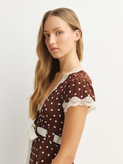 Rixo Layla Dot Brown Marlice Dress - Image 5 of 6
