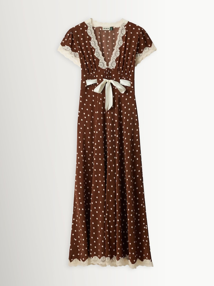 Rixo Layla Dot Brown Marlice Dress - Image 6 of 6