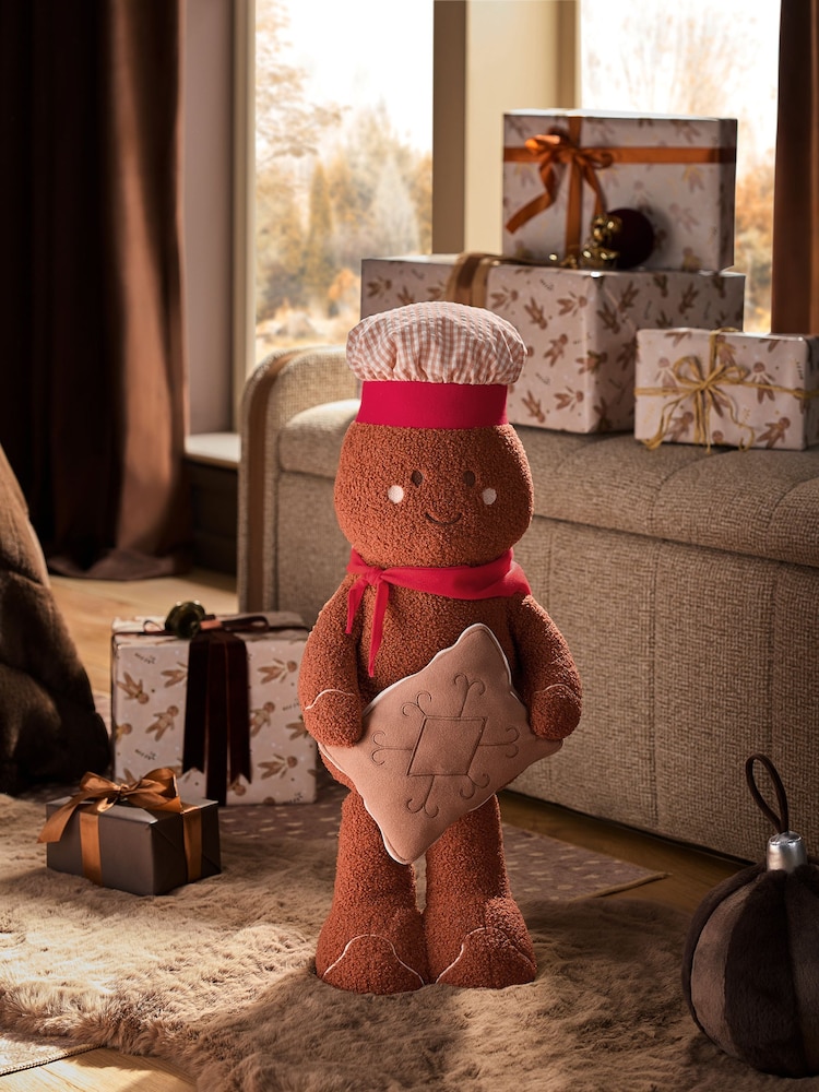 Natural Gingerbread Man Plush Christmas Decoration - Image 1 of 4