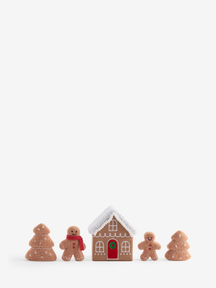 5 Kos Felt Gingerbread Family Scene - Slika 2 iz 3