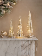 Set of 3 Gold Lit Glass Trees - Image 1 of 4