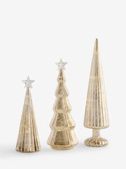Set of 3 Gold Lit Glass Trees - Image 4 of 4