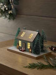 Green Lit Cosy House Christmas Ornament - Image 1 of 4