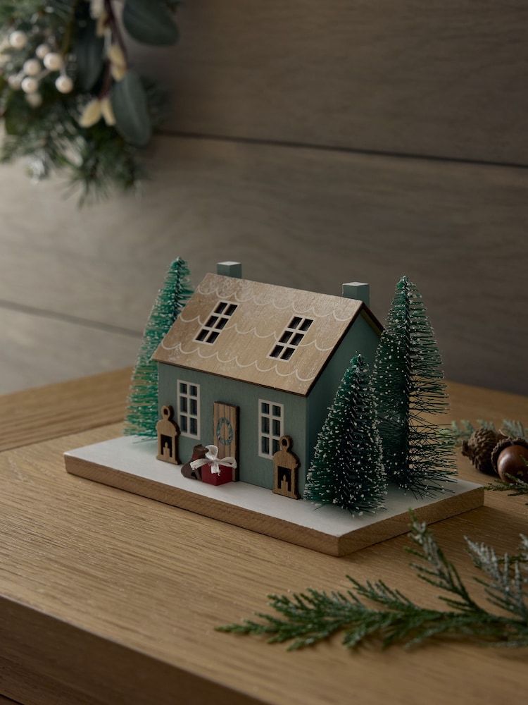 Green Lit Cosy House Christmas Ornament - Image 2 of 4