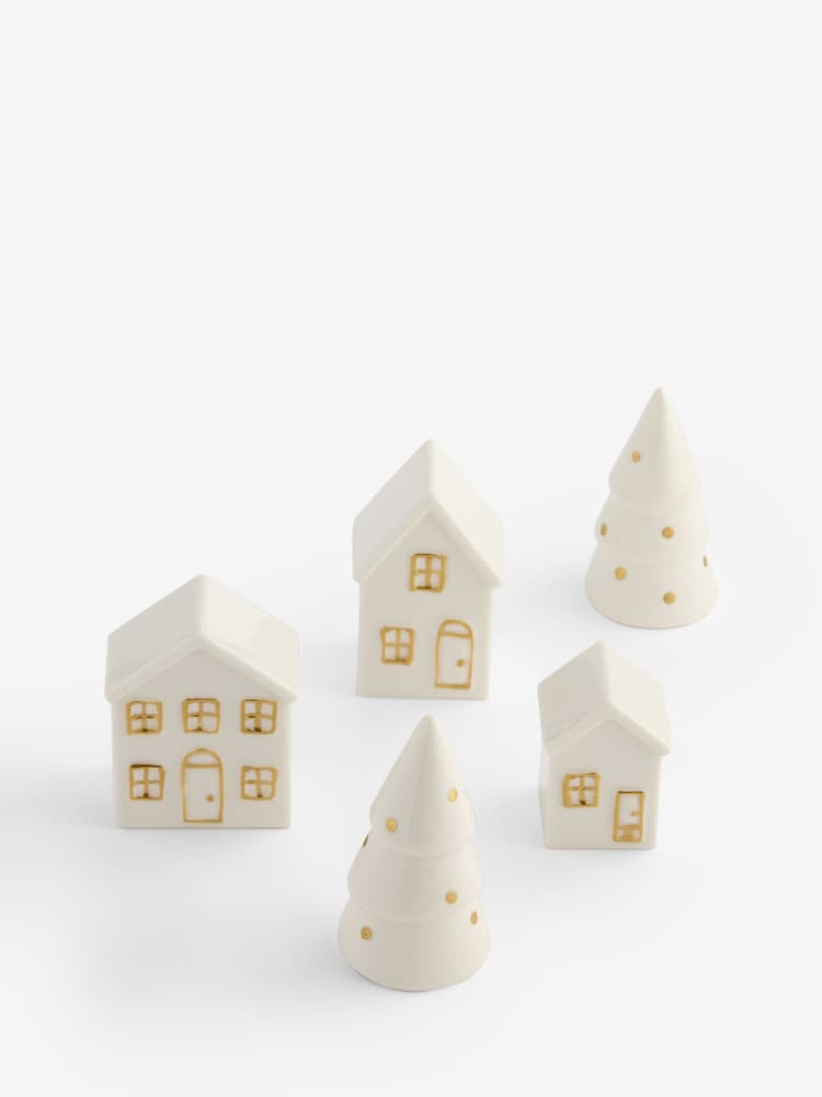5 Pieces 미니 세라믹 집 장면 - 3의 이미지 2