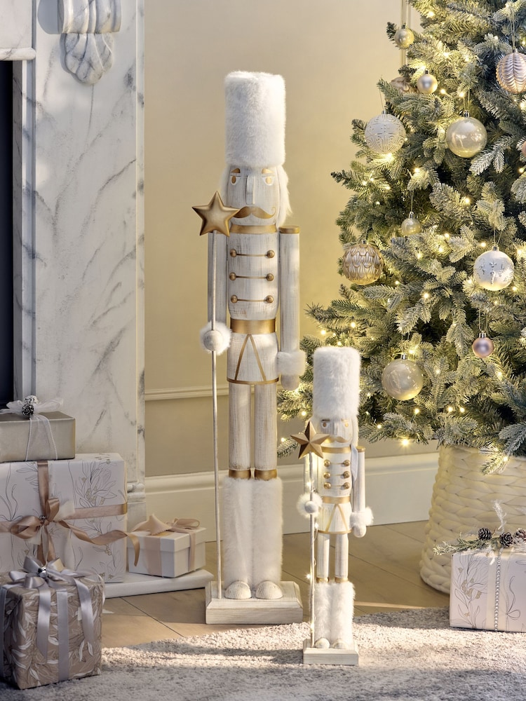 White Wooden Nutcracker Christmas Ornament - Image 1 of 8