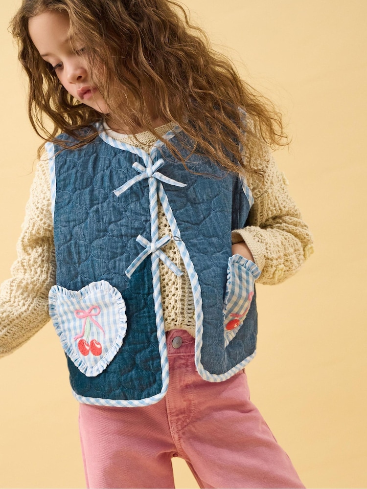 Angels By Accessorize Cherry Gingham Quilted Waistcoat - صورة 1 من 1