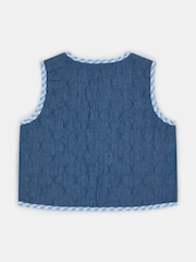 Angels By Accessorize Blue Cherry Gingham Quilted Waistcoat - Image 3 of 3