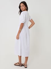 Белый - Платье макси из трикотажа и поплина с пышными рукавами Threadbare - Изображение 2 4