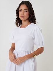 Белый - Платье макси из трикотажа и поплина с пышными рукавами Threadbare - Изображение 4 4