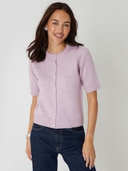 Threadbare Pink Crew Neck Short Sleeve Knitted Cardigan - Image 1 of 5