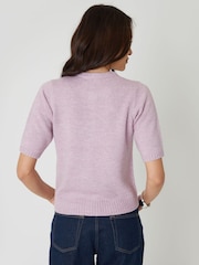 Threadbare Pink Crew Neck Short Sleeve Knitted Cardigan - Image 2 of 5