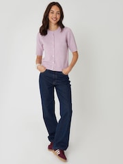 Threadbare Pink Crew Neck Short Sleeve Knitted Cardigan - Image 3 of 5