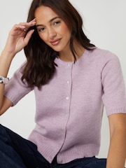 Threadbare Pink Crew Neck Short Sleeve Knitted Cardigan - Image 5 of 5