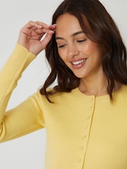 Threadbare Yellow Crew Neck Structured Knitted Cardigan - Image 4 of 5