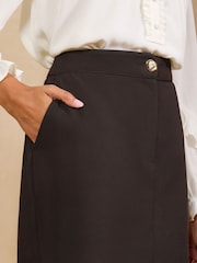 Love & Roses Black Tailored Contrast Tipping Pencil Skirt - Image 2 of 5