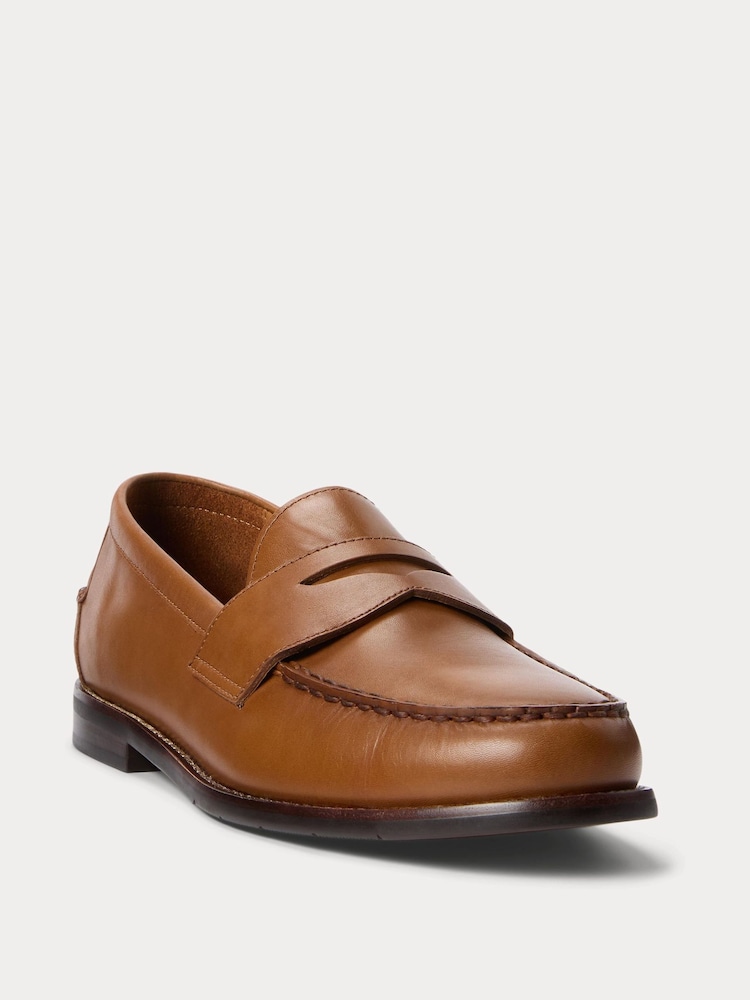 Polo Ralph Lauren Tan Brown Alston Leather Penny Loafers - Image 2 of 5