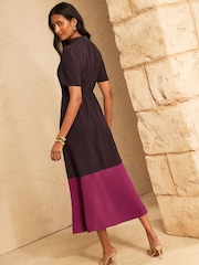 Love & Roses Tailored Colour Block Short Sleeve Fit And Flare Midi Dress - Bild 4 von 4