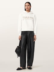 AllSaints White Peace Pippa Hoodie - Image 3 of 9
