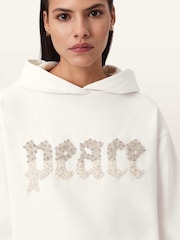 AllSaints White Peace Pippa Hoodie - Image 6 of 9