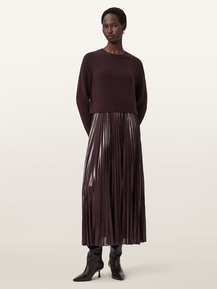 AllSaints Red Spark Crew Neck Dress - Image 2 of 9 AllSaints Red Spark Crew Neck Dress - Image 2 of 9