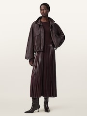 AllSaints Red Spark Crew Neck Dress - Image 4 of 9