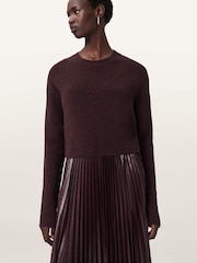 AllSaints Red Spark Crew Neck Dress - Image 7 of 9