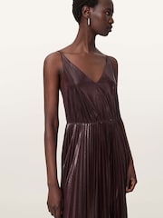 AllSaints Red Spark Crew Neck Dress - Image 8 of 9