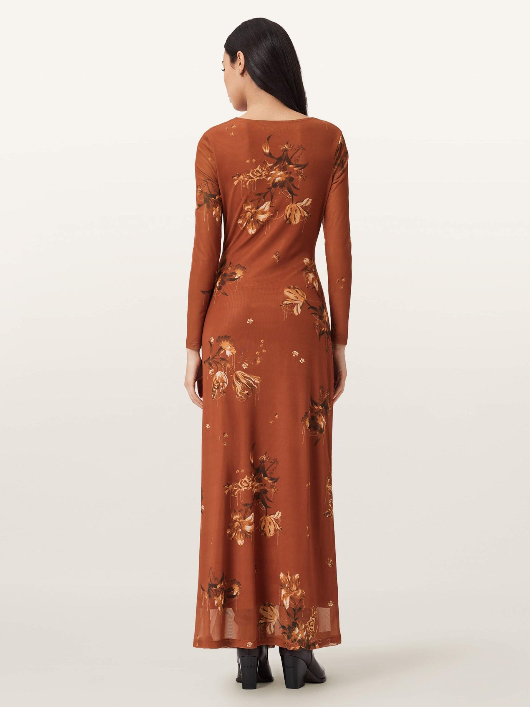 Buy AllSaints Brown Gabby Long Sleeve Mesh Dress from Next USA